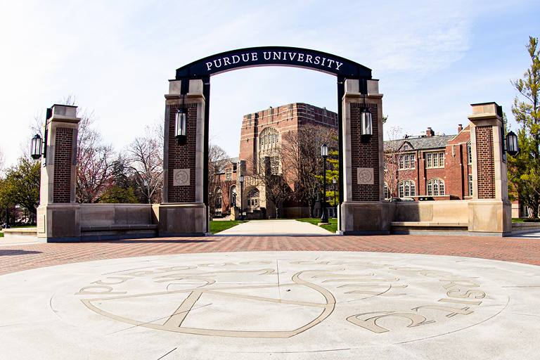 The archway that sits on Purdue’s campus at the corner of State and Grant streets.